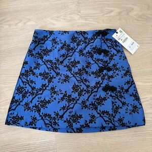 Zara Blue and Black Floral Mini Skirt